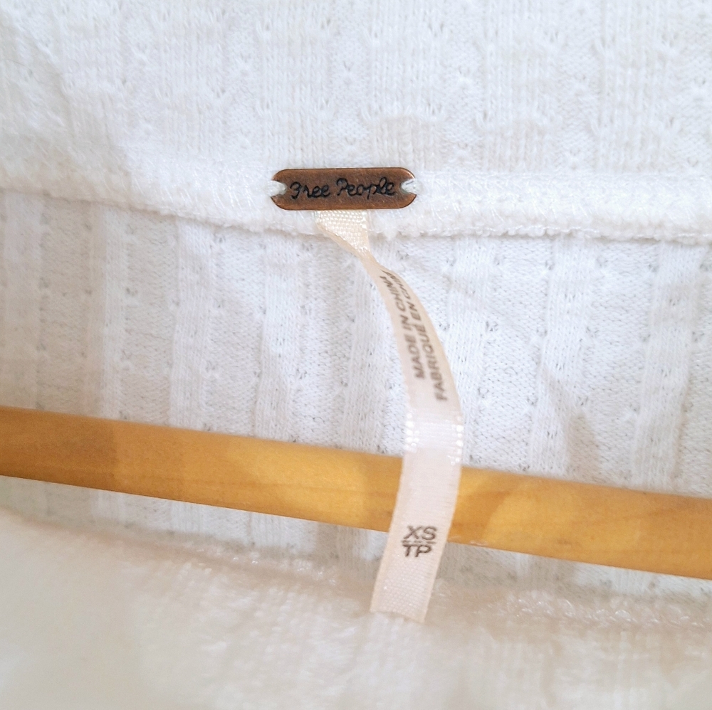 Free People Mixed Up Cuff Ivory Ribbed Turtleneck Sweater XS Boho - Picture 5 of 7